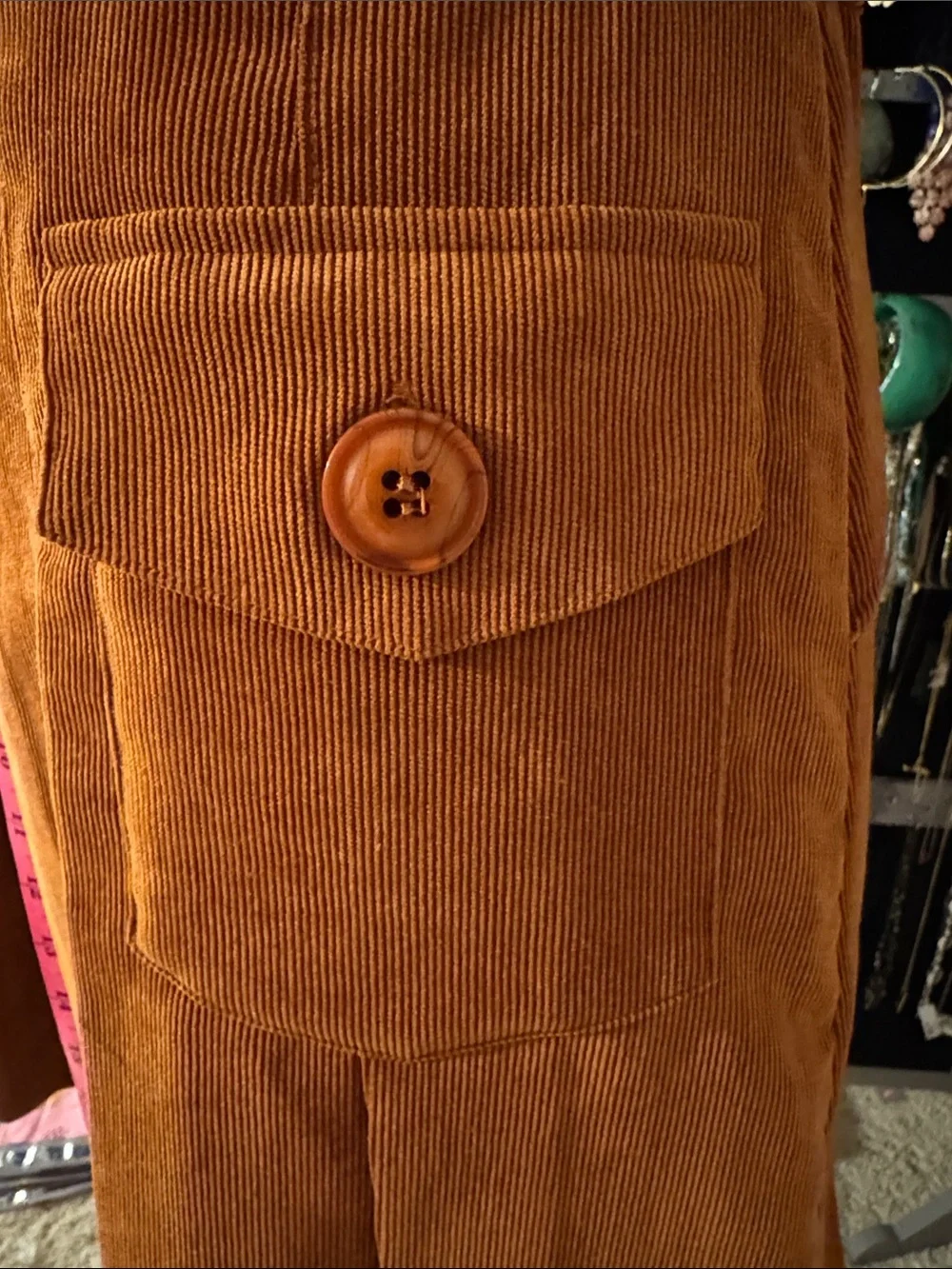 Chelsea & Theodore Corduroy A-Line Skirt in Rust